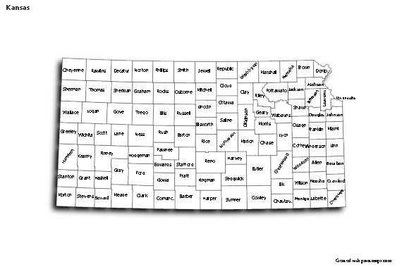 Mapas de muestra para Kansas (blanco-negro,sombrío)