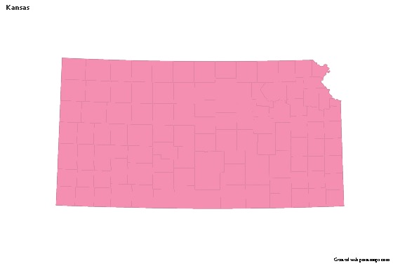 Mapas de muestra para Kansas (rosa,contorno)