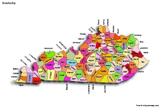 Sample Maps for Kentucky (colored,shadowy)