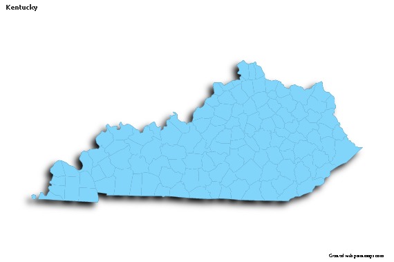 Sample Maps for Kentucky (blue,outline,shadowy)