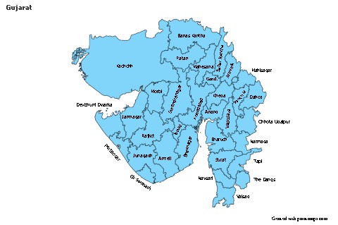Gujarat için Örnek Haritalar (mavi)