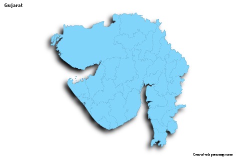 Gujarat için Örnek Haritalar (mavi,anahat,gölgeli)