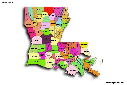 Contoh Peta untuk Louisiana (berwarna,bayangan)