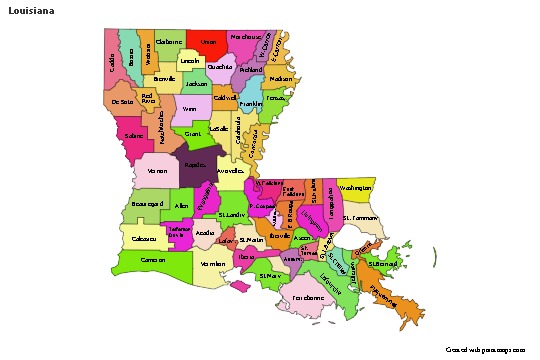Contoh Peta untuk Louisiana (berwarna)
