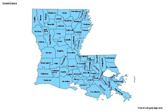 Contoh Peta untuk Louisiana (biru)