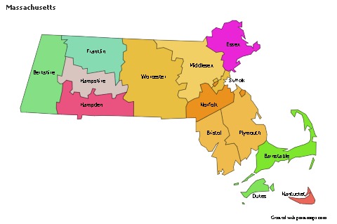 Contoh Peta untuk Massachusetts (berwarna)