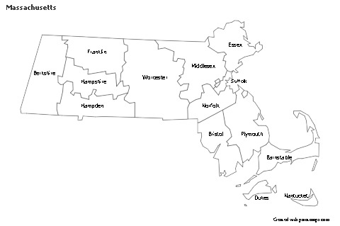 Contoh Peta untuk Massachusetts (hitam-putih)