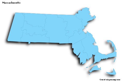 Contoh Peta untuk Massachusetts (biru,garis luar,bayangan)