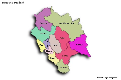 Himachal Pradesh için Örnek Haritalar (renkli,gölgeli)