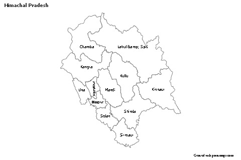 Himachal Pradesh için Örnek Haritalar (siyah-beyaz)