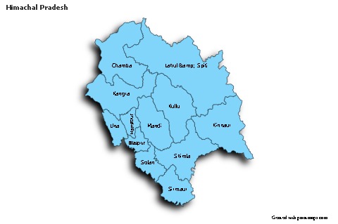 Himachal Pradesh için Örnek Haritalar (mavi,gölgeli)