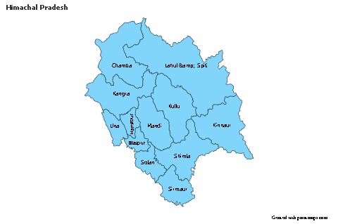 Himachal Pradesh için Örnek Haritalar (mavi)