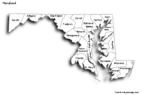 Sample Maps for Maryland (black-white,shadowy)