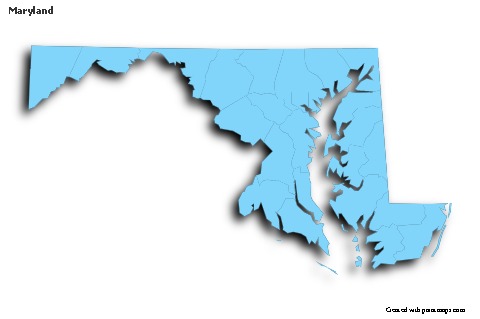 Sample Maps for Maryland (blue,outline,shadowy)