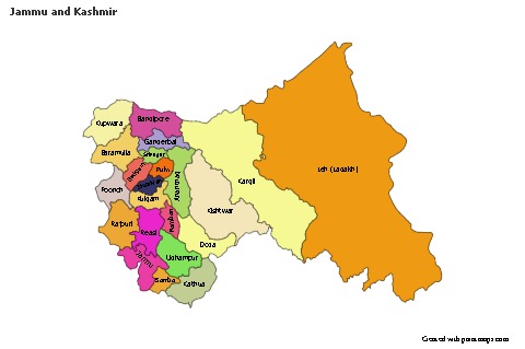 Contoh Peta untuk Jammu and Kashmir (berwarna)