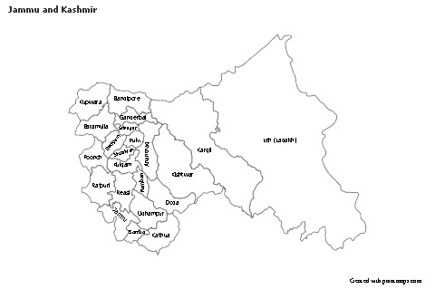 Contoh Peta untuk Jammu and Kashmir (hitam-putih)