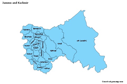 Contoh Peta untuk Jammu and Kashmir (biru)
