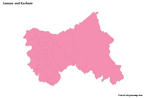 Contoh Peta untuk Jammu and Kashmir (merah jambu,garis besar)