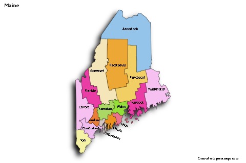 Sample Maps for Maine (colored,shadowy)