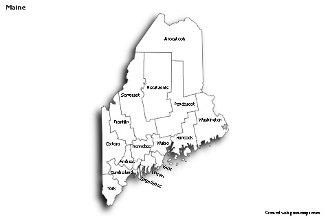 Sample Maps for Maine (black-white,shadowy)