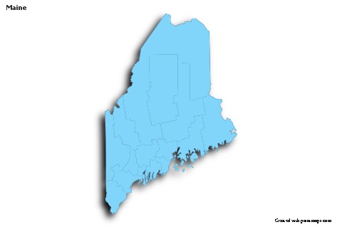 Sample Maps for Maine (blue,outline,shadowy)