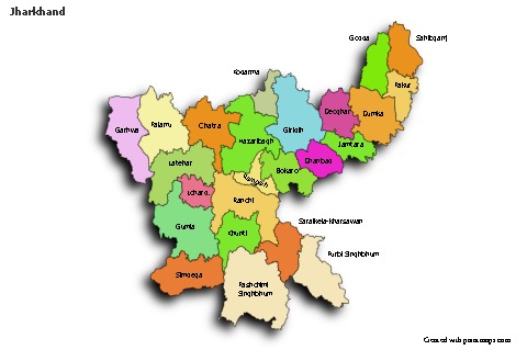 Jharkhand için Örnek Haritalar (renkli,gölgeli)