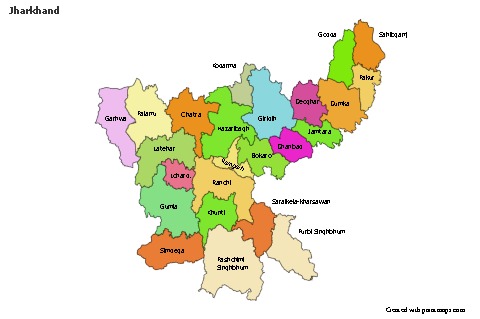 Jharkhand için Örnek Haritalar (renkli)
