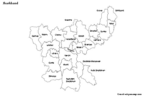 Jharkhand için Örnek Haritalar (siyah-beyaz)