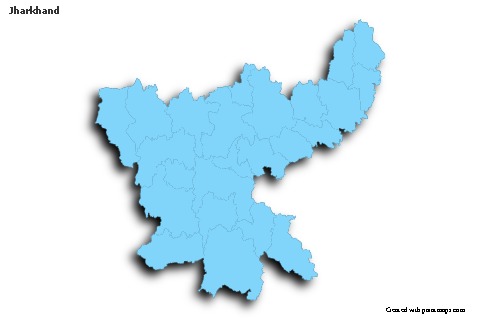 Jharkhand için Örnek Haritalar (mavi,anahat,gölgeli)