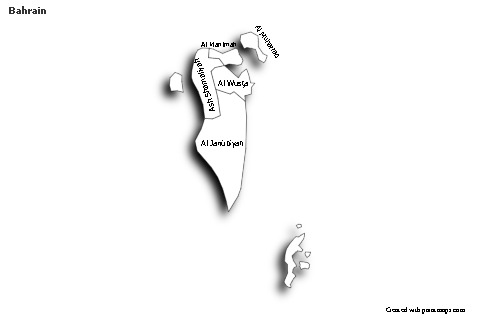 Sample Maps for Bahrain (black-white,shadowy)