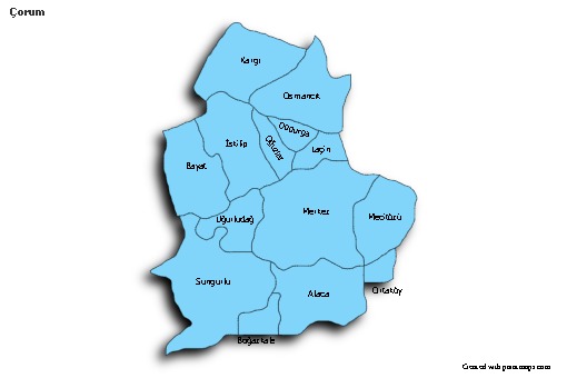 Sample Maps for Çorum (blue,shadowy)