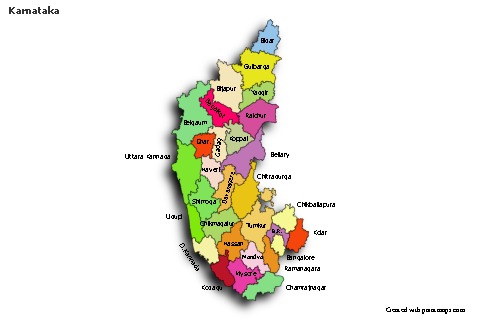 Mapas de muestra para Karnataka (coloreado,sombrío)
