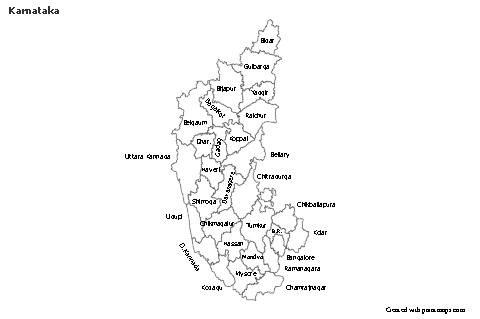 Mapas de muestra para Karnataka (blanco-negro)