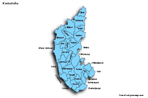Mapas de muestra para Karnataka (azul,sombrío)