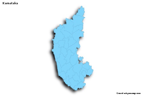 Mapas de muestra para Karnataka (azul,contorno,sombrío)