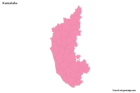 Mapas de muestra para Karnataka (rosa,contorno)