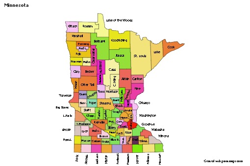 Contoh Peta untuk Minnesota (berwarna)