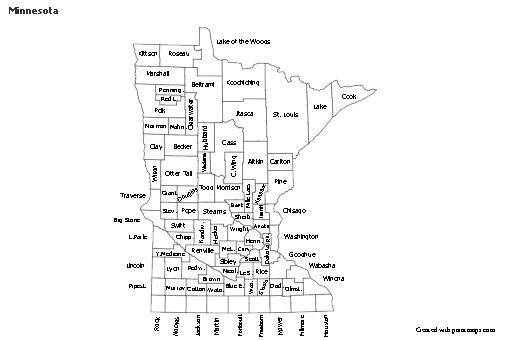 Contoh Peta untuk Minnesota (hitam-putih)