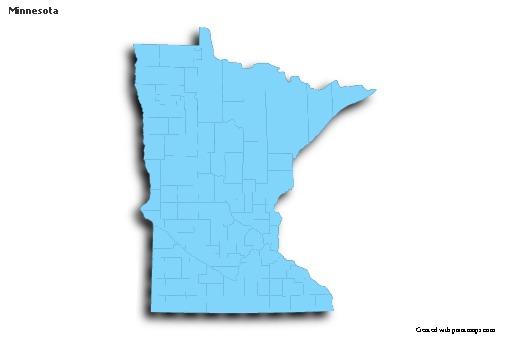 Contoh Peta untuk Minnesota (biru,garis luar,bayangan)