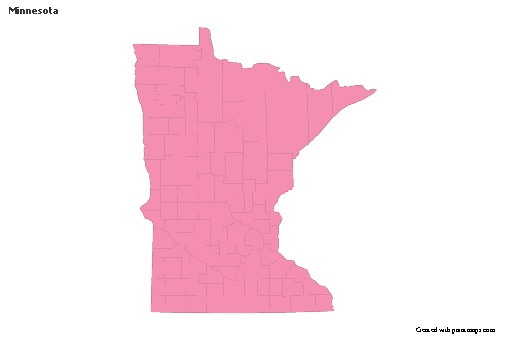 Contoh Peta untuk Minnesota (merah jambu,garis besar)
