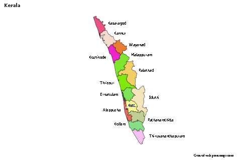 Mapas de muestra para Kerala (coloreado)