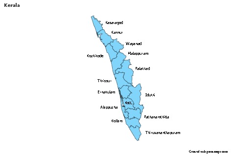Mapas de muestra para Kerala (azul)