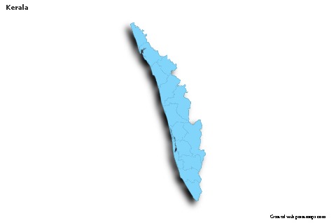 Mapas de muestra para Kerala (azul,contorno,sombrío)