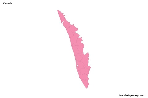 Mapas de muestra para Kerala (rosa,contorno)