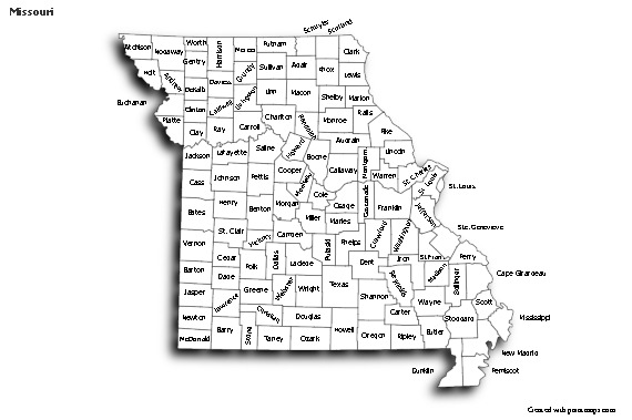 Mapas de muestra para Misuri (blanco-negro,sombrío)