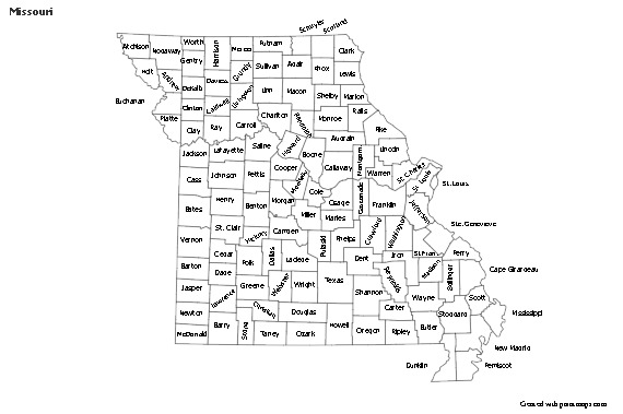 Mapas de muestra para Misuri (blanco-negro)