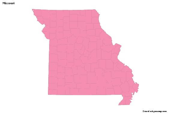 Mapas de muestra para Misuri (rosa,contorno)