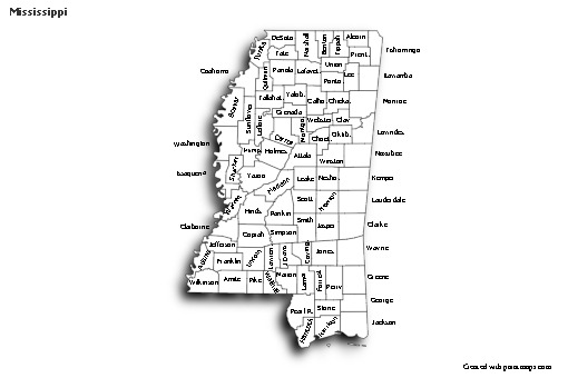 Mapas de muestra para Misisipí (blanco-negro,sombrío)