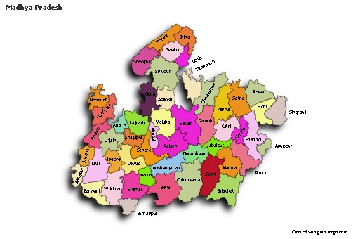 Madhya Pradesh için Örnek Haritalar (renkli,gölgeli)
