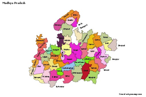 Madhya Pradesh için Örnek Haritalar (renkli)